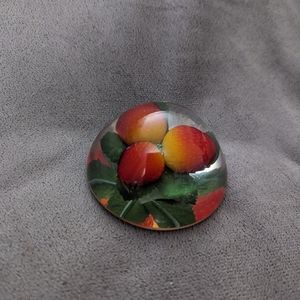 Vintage Domed Lucite Paperweight with Strawberries